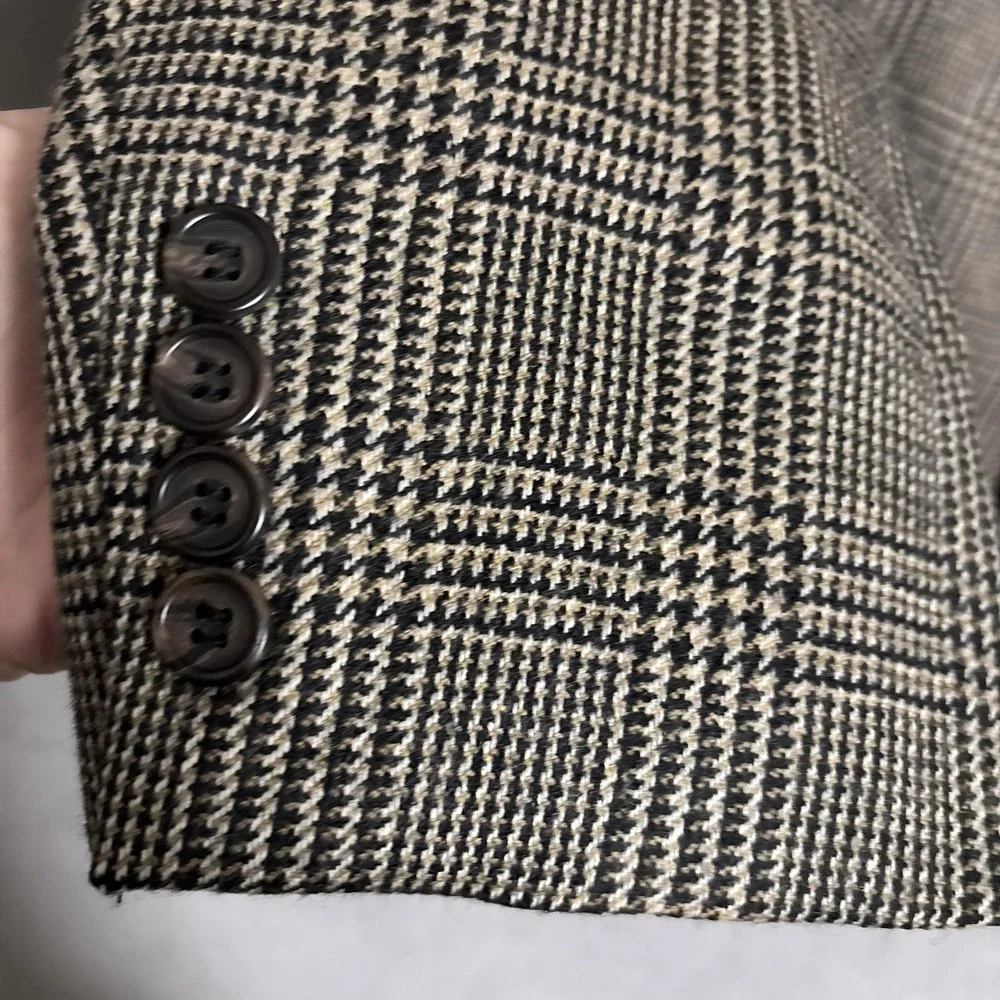 Ralph Lauren Sport Coat 48L Brown Glen Check Wool Cashmere Blazer Tweed 48R 3Btn